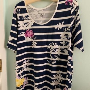 Lane Bryant Blue and White Striped T-shirt